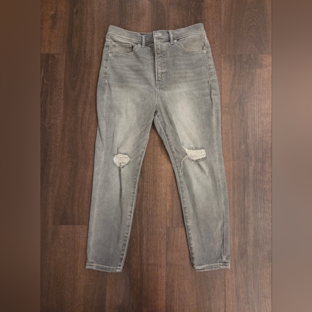 Express Gray Ripped Skinny Jeans